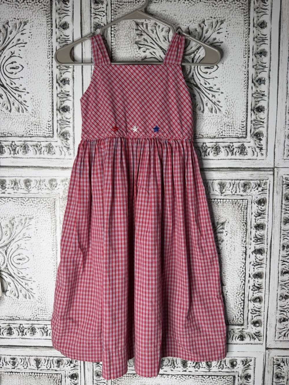 Strasburg Red Plaid Sundress with Star Accents
